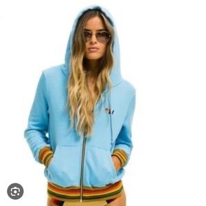 NWT Aviator Nation Rainbow Rib Hoodie